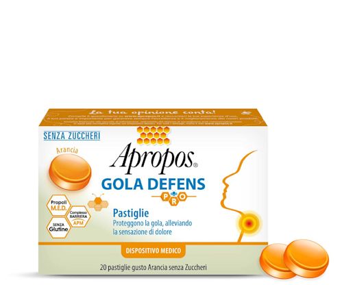 image - 975512474 - APROPOS GOLA DEFENS PRO 20 PASTIGLIE ARANCIA SENZA ZUCCHERO - 4732489_1.jpg