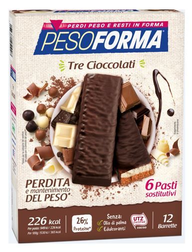 Pesoforma Barretta Ai Tre Cioccolati 12 Pezzi