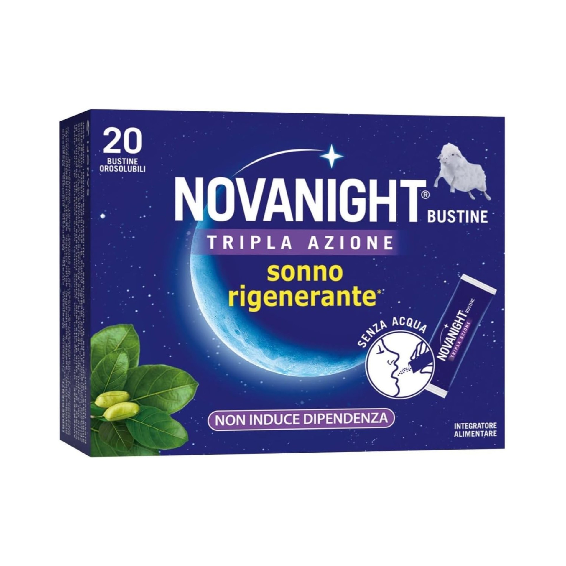 Novanight Tripla Azione Bustine Con Melatonina Per Dormire, Magnesio, Griffonia, 20 Bustine Orosolubili