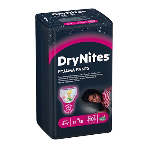 910903006 - PANNOLINO HUGGIES DRYNITES GIRL PYJAMA PANTS 4/7 ANNI M 17/30KG 10 PEZZI - 4716756_2.jpg