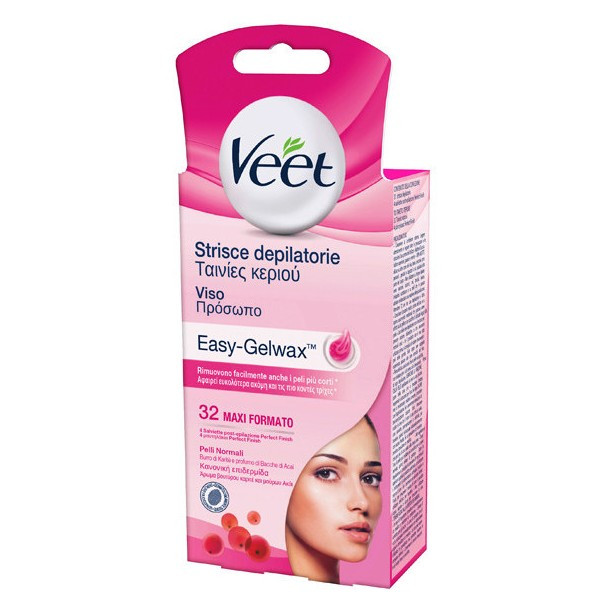 Veet Strisce Depilatorie Viso Pelli Normali 32 Pezzi