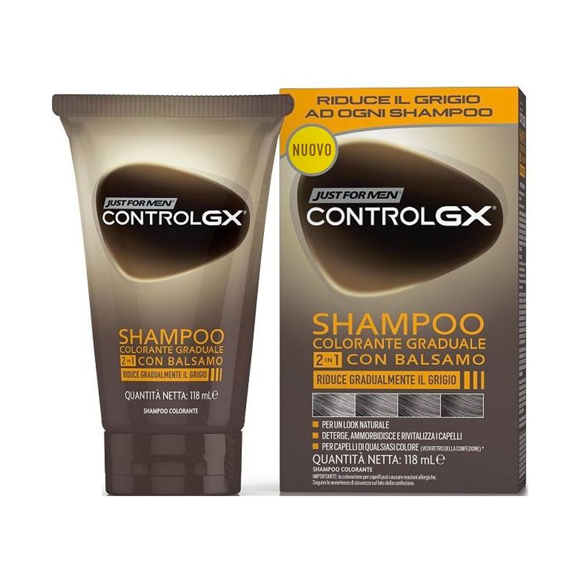 Just For Men Control Gx Shampoo Colorante Graduale 2in1 Con Balsamo 118ml