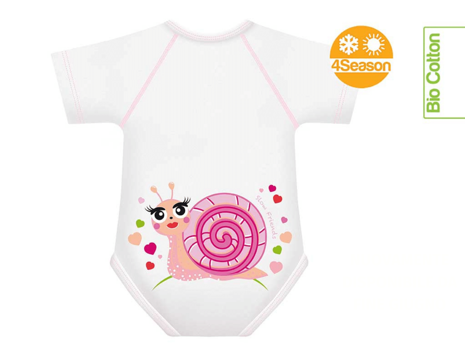 J-bimbi 0-36 Mesi Cotone Bio Slow Friends Collection Chiocciola Body Neonato 1 Pezzo