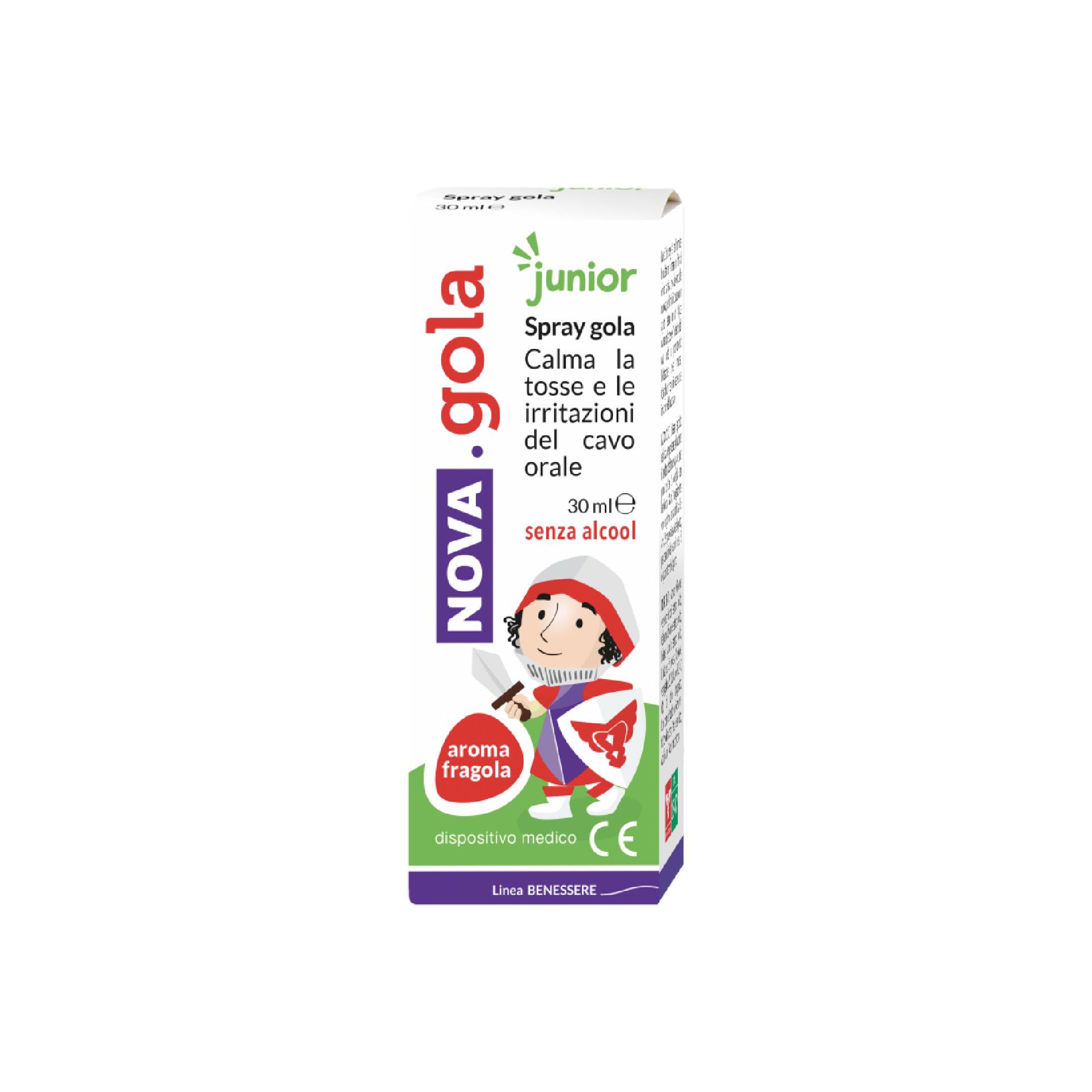 Nova Gola Spray Junior Integratore Gola Gusto fragola 30ml