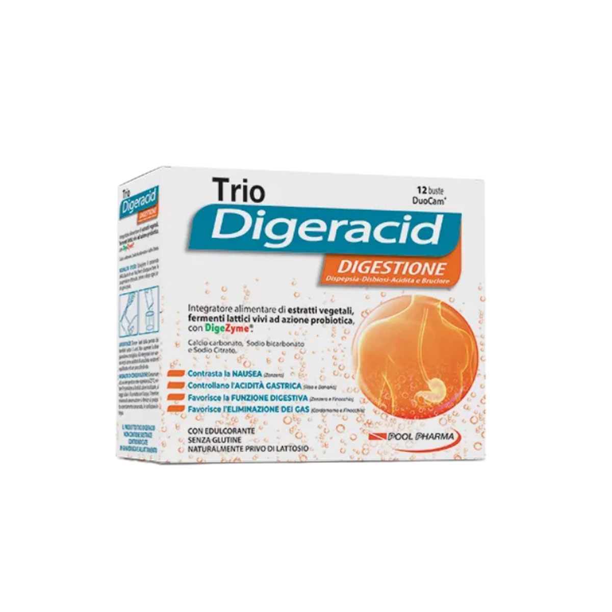 Trio Digeraid Integratore Digestione 12 Bustine