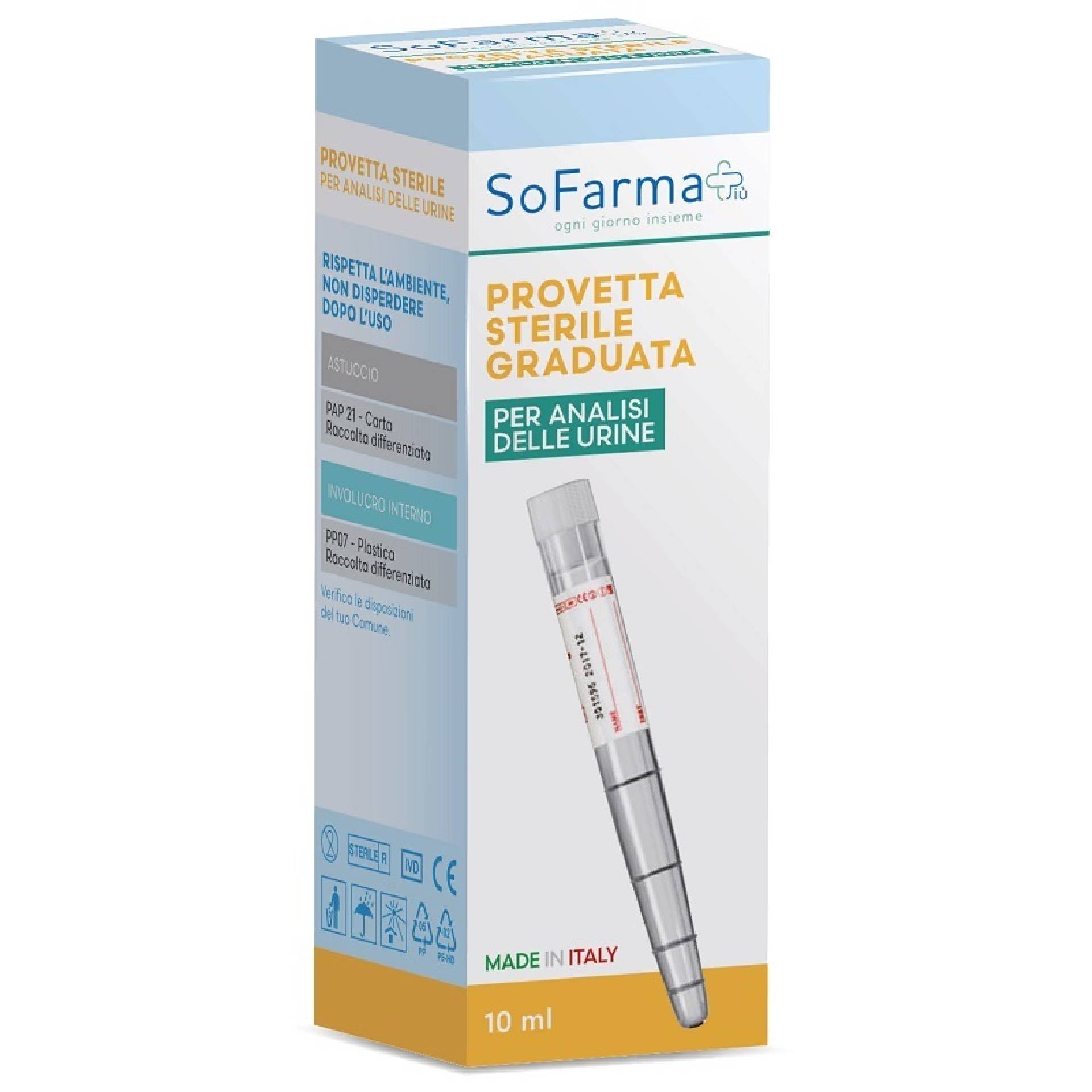 Sofarmapiù Provetta Sterile Graduata Urina 10ml