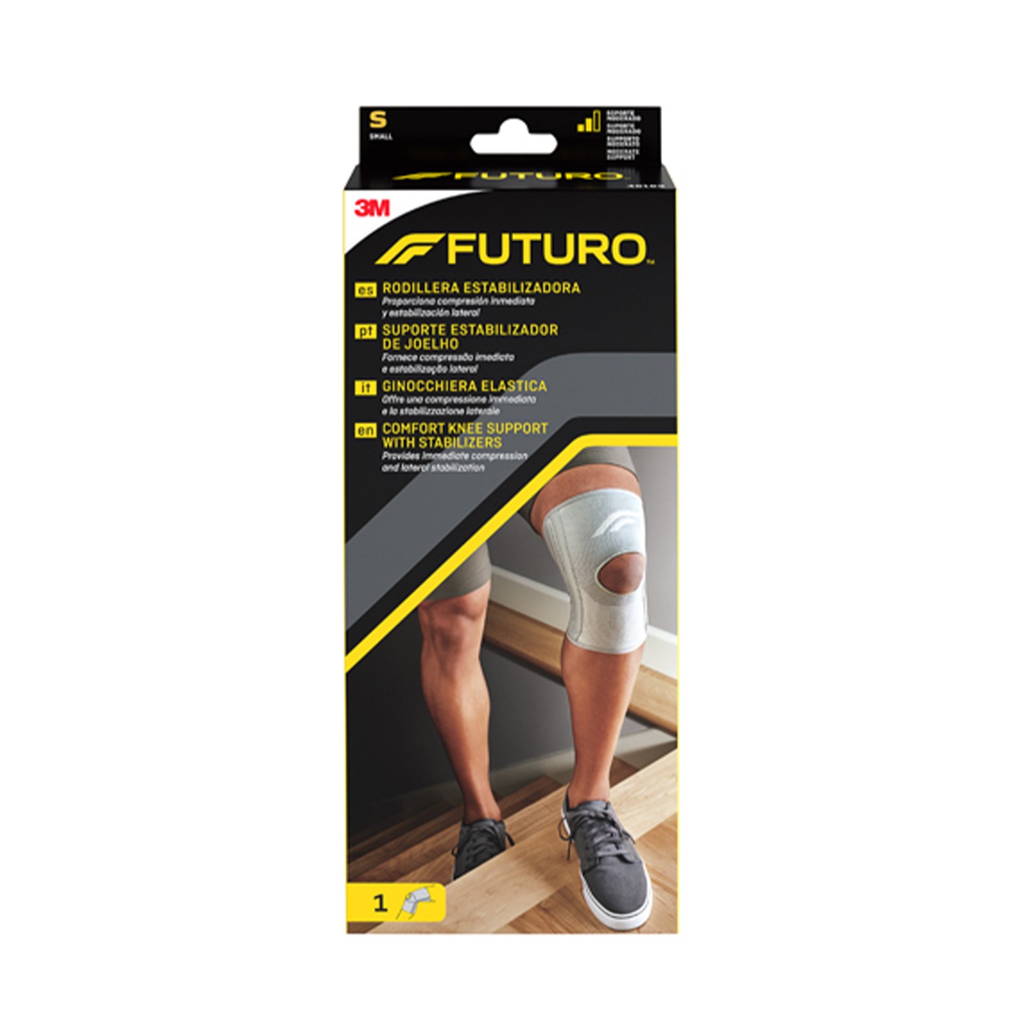 image - 922587439 - La ginocchiera elastica Futuro offre supporto moderato con compressione immediata e stabilizzazione laterale, ideale per ginocchia rigide o deboli. - 7893936_2.jpg