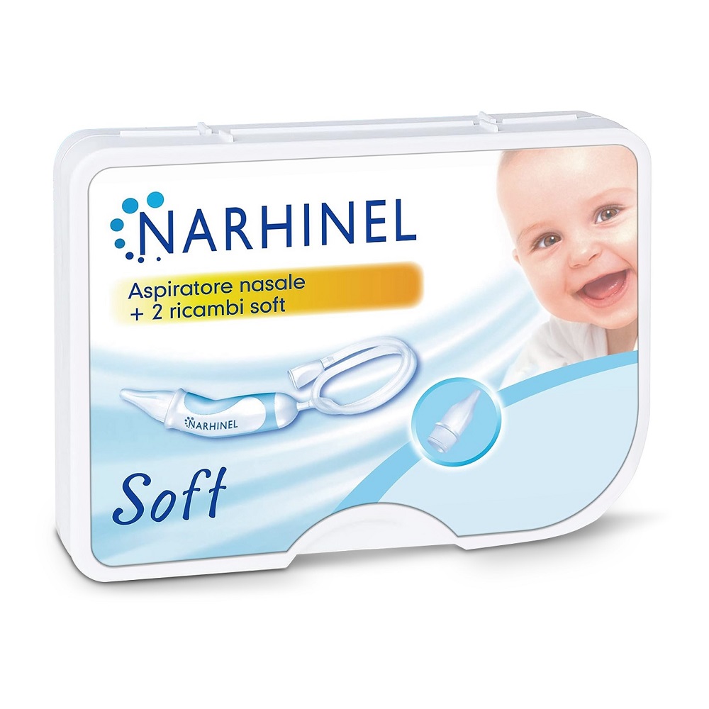 Narhinel Aspiratore Nasale Raffreddore Neonati E Bambini E 2 Ricambi Soft Con Filtro Assorbente