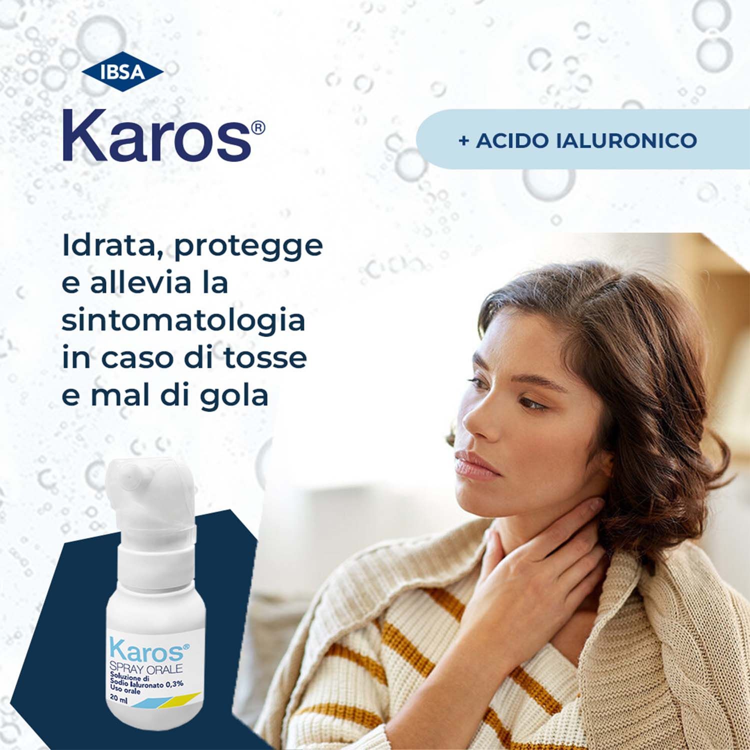 Karos Spray 0,3% Sodio Ialuronato Trattamento Mal Gola 20ml - Top