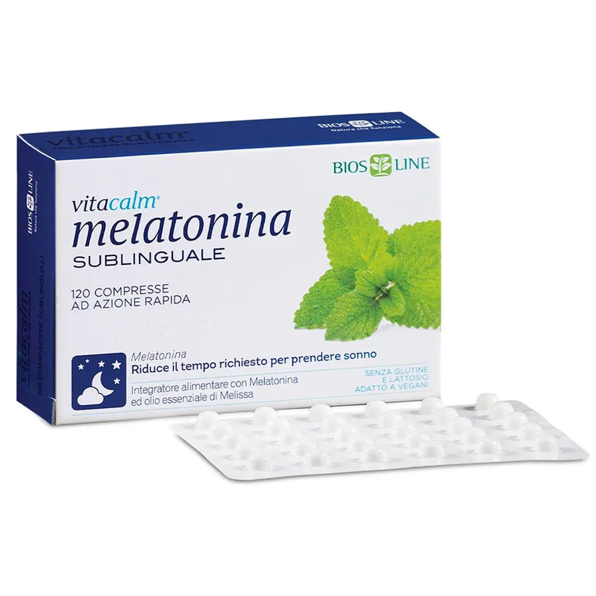 Bios Line Vitacalm Melatonina Integratore Sonno 120 Compresse Sublinguali