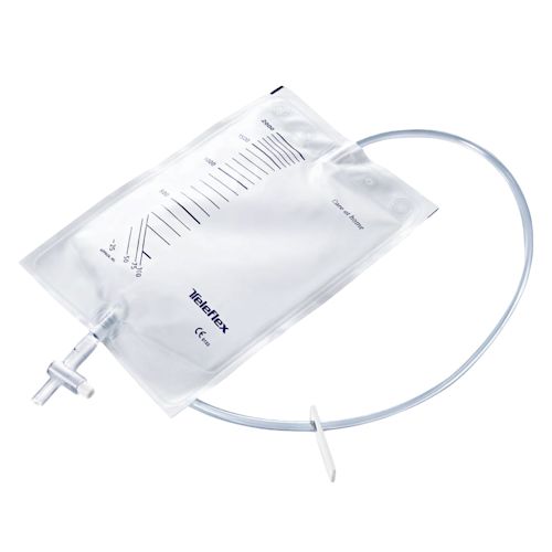 image - 901204255 - Sacca di raccolta per urina da gamba in PVC da 750ml, con tubo dritto da 10cm, rubinetto di scarico, valvola antireflusso e due fasce a bottoni. - 7868902_2.jpg