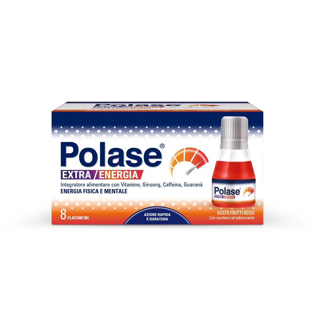 Polase Extra Energia Integratore Vitamina B Vitamina C Ginseng Guaranà 8 Flaconcini