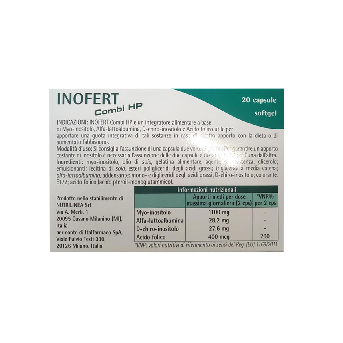 Inofert Combi Hp Integratore Myo-inositolo 20 Capsule Softgel