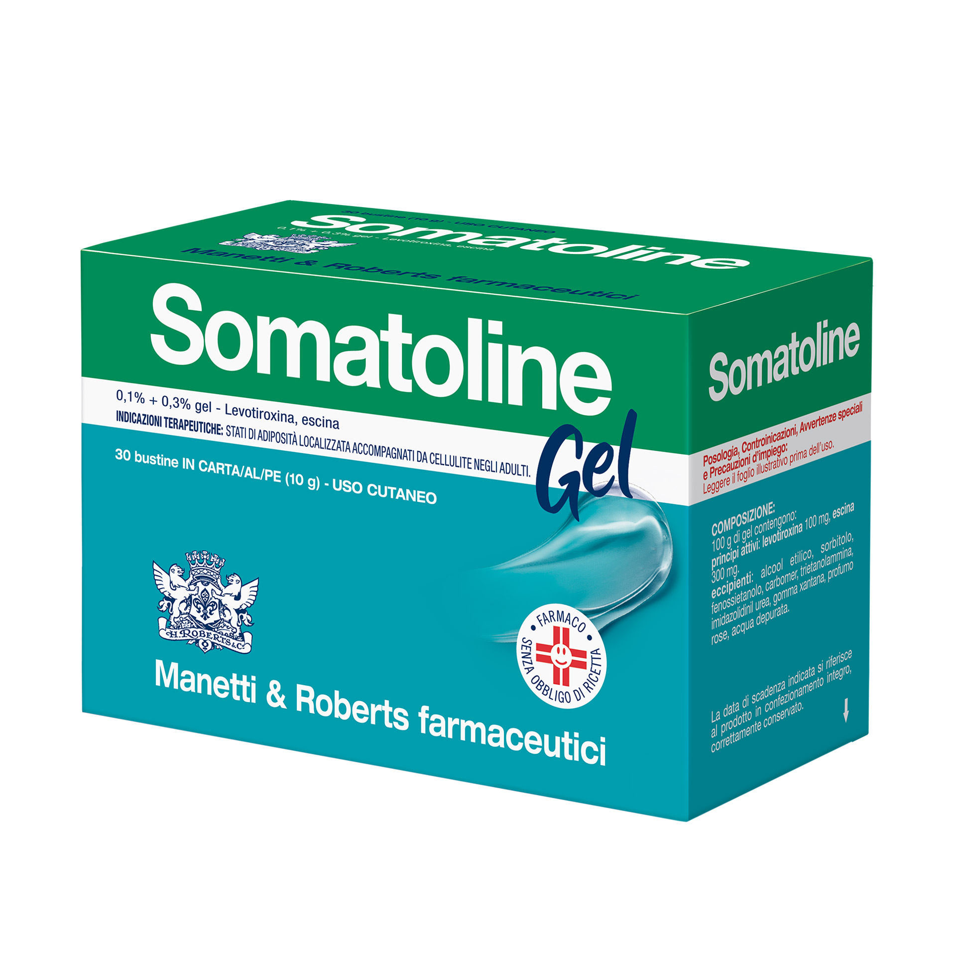 Somatoline 0,1% + 0,3% Levotiroxina - Escina Gel 30 Buste