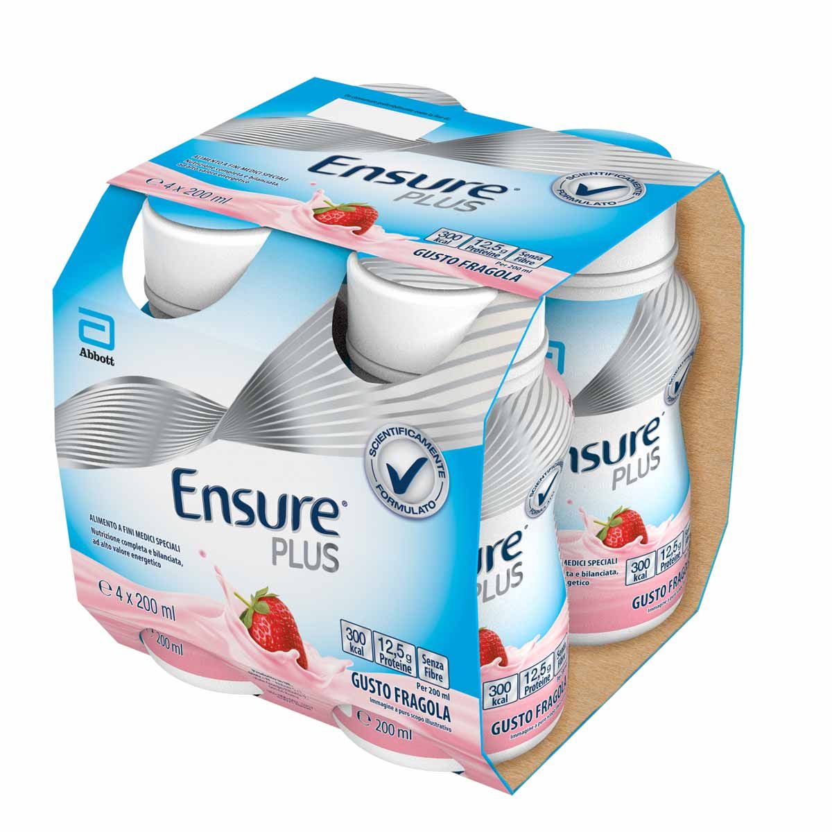 Ensure Plus Supplemento Nutrizionale Gusto fragola 4x200ml