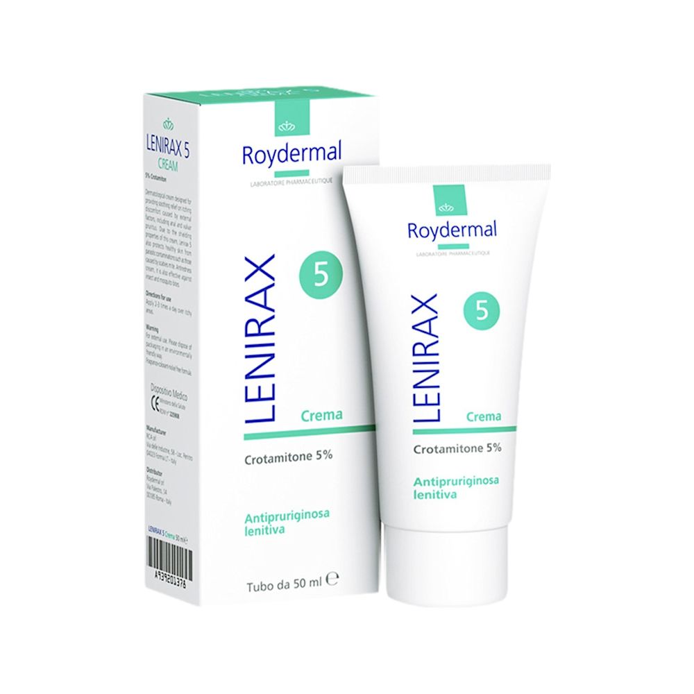 image - 939201378 - Lenirax 5 è una crema dermatologica al crotamitone 5%, indicata per alleviare il prurito causato da irritazioni cutanee e per proteggere la pelle da contaminazioni parassitarie. - 4866828_2.jpg