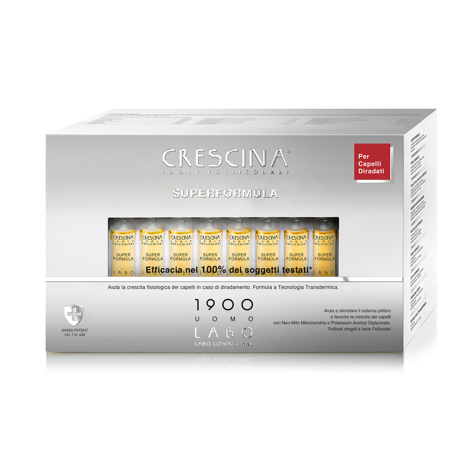 Labo Crescina Isole Follicolari Super Formula 1900 Uomo 40 Fiale 3,5ml