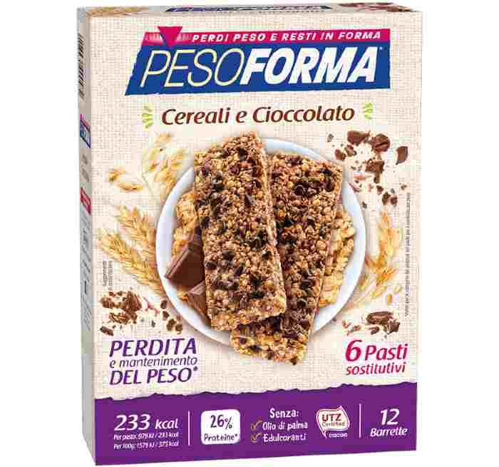 Pesoforma Barretta Ai Cereali E Cioccolato 12 Pezzi