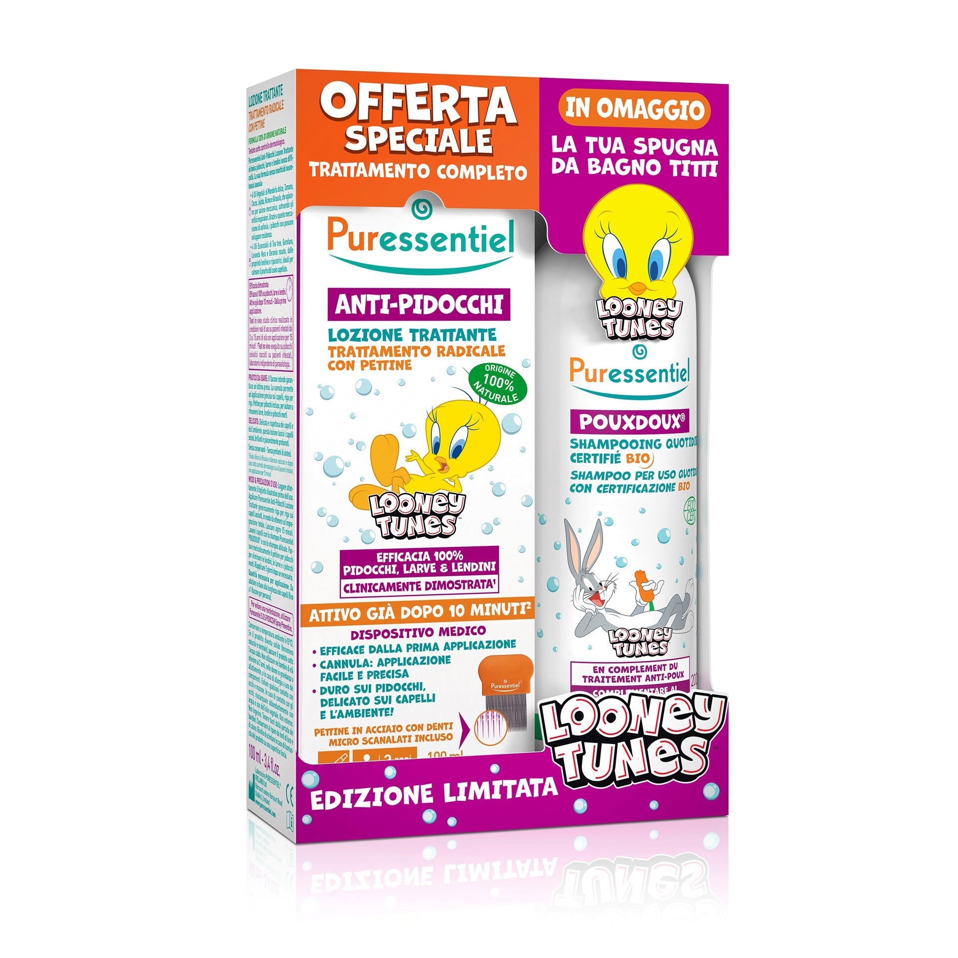 Puressentiel Cofanetto Antipidocchi Warner Lozione 100ml + Shampoo Pouxdoux Bio 200ml