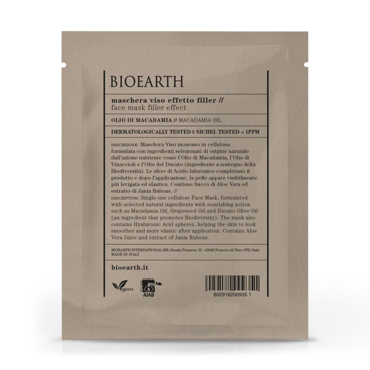 Bioearth Maschera Viso Effetto Filler 15ml