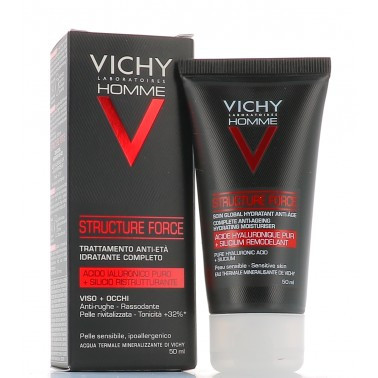 Vichy Homme Trattamento Antiage Structure Force Viso + Occhi Con Acido Salicilico E Ialuronico Ristrutturante 50ml