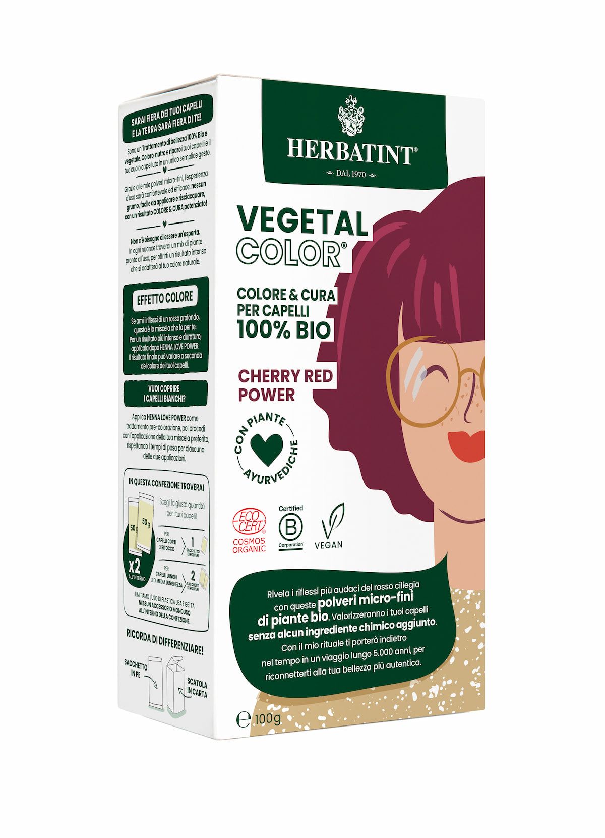 Herbatint Vegetal Cherry Red Power Colorazione Capelli 100g