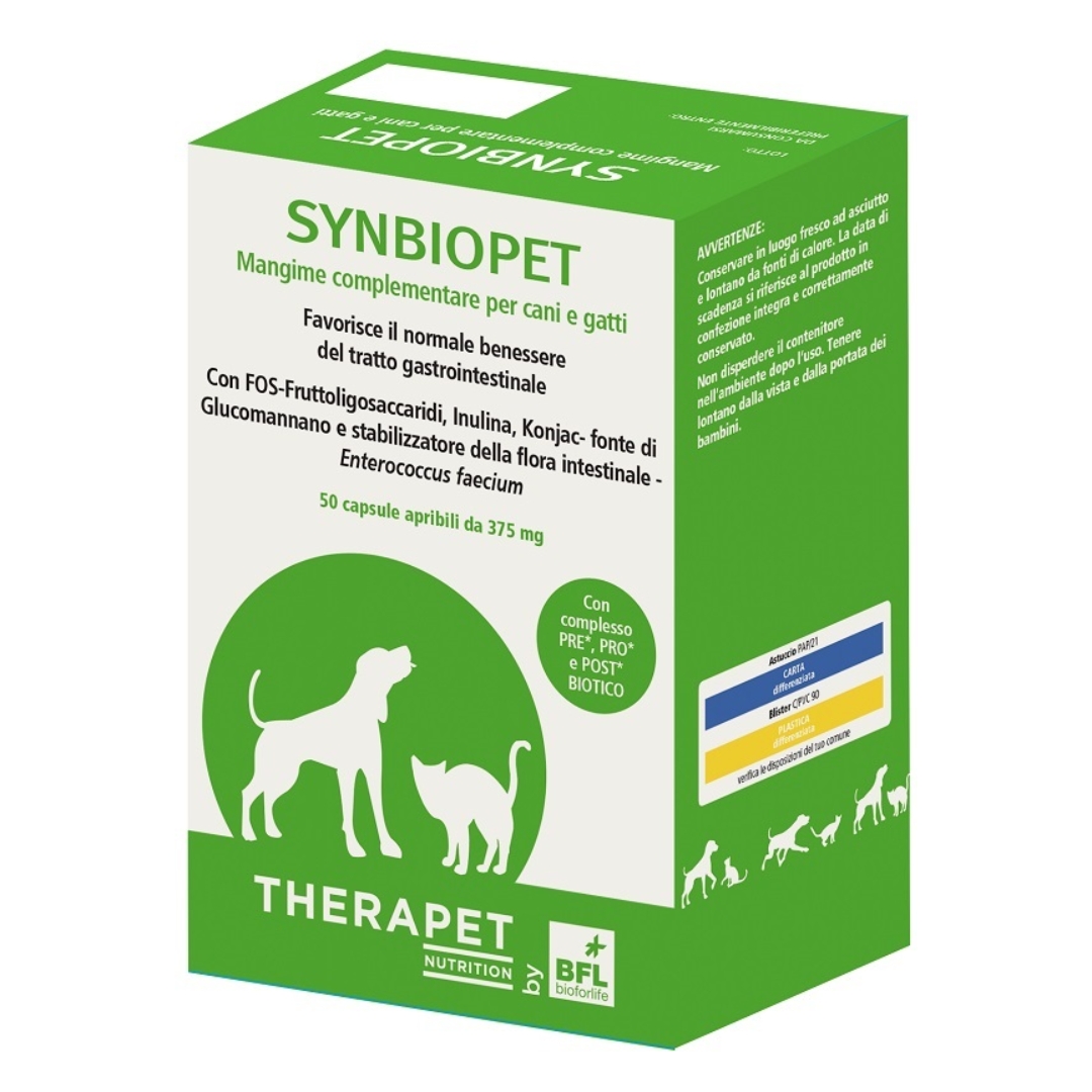 Therapet Synbiopet Mangime Complementare Benessere Gastrointestinale Cani E Gatti 50 Capsule