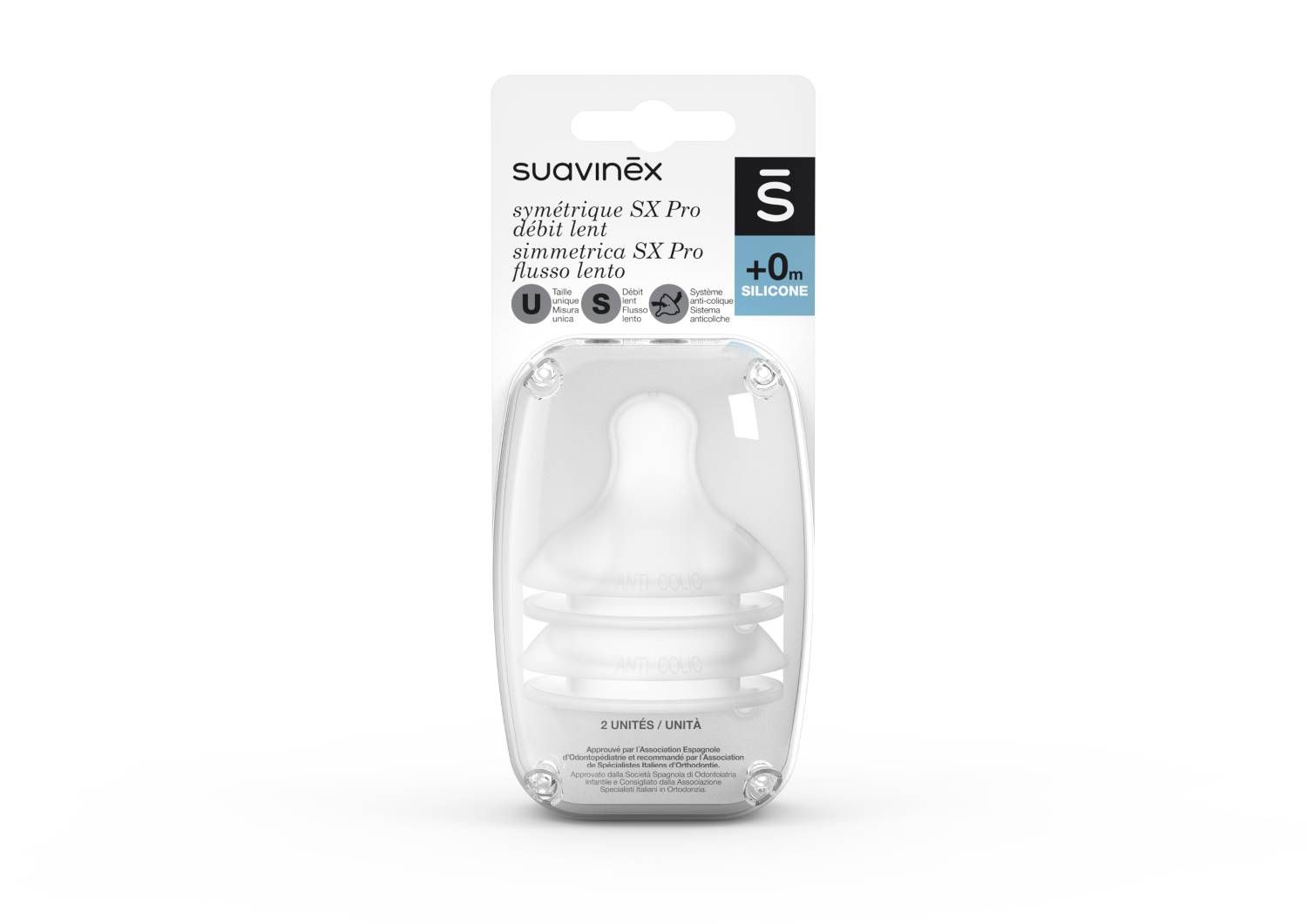 Suavinex Tettarella Silicone Sx Pro Flusso Lento Neonati 2 Pezzi