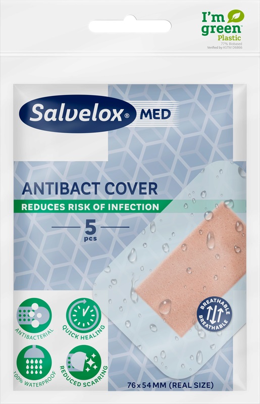 Salvelox Med Antibact Cover Cerotto 76x54mm 5 Pezzi