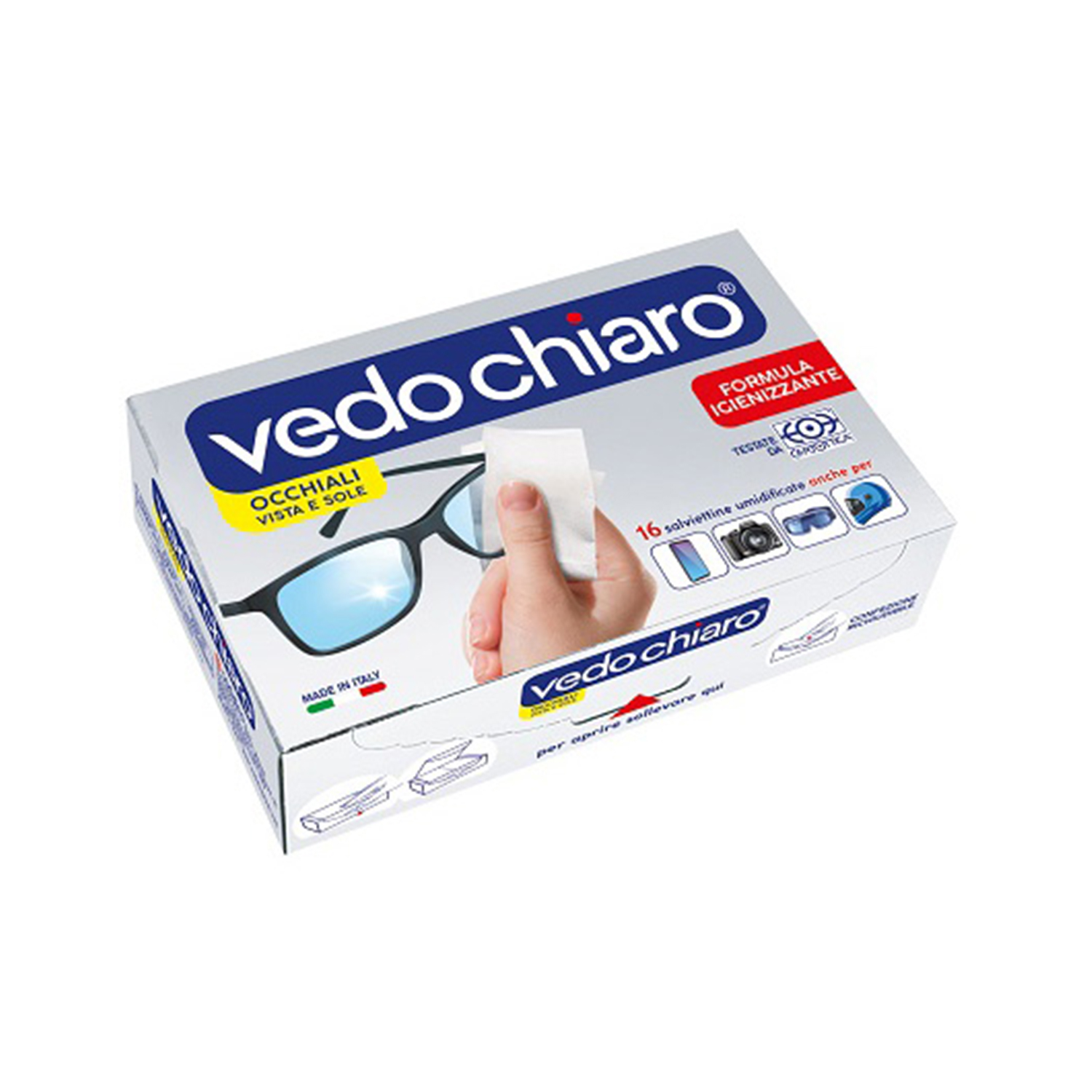 image - 902283454 - Salviettine umidificate monouso ideali per la pulizia e igienizzazione di occhiali da vista e da sole. Rimuovono sporco, impronte e grasso senza lasciare aloni, in pratiche bustine da portare sempre con sé. - 7881981_2.jpg