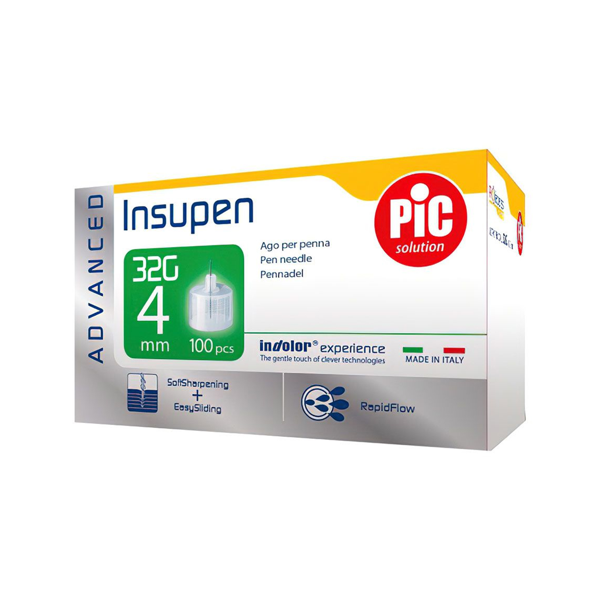 image - 975084740 - AGO PENNA INSULINA PIC INSUPEN ADVANCED GAUGE 32X4 MM 100 PEZZI - 7895551_1.jpg