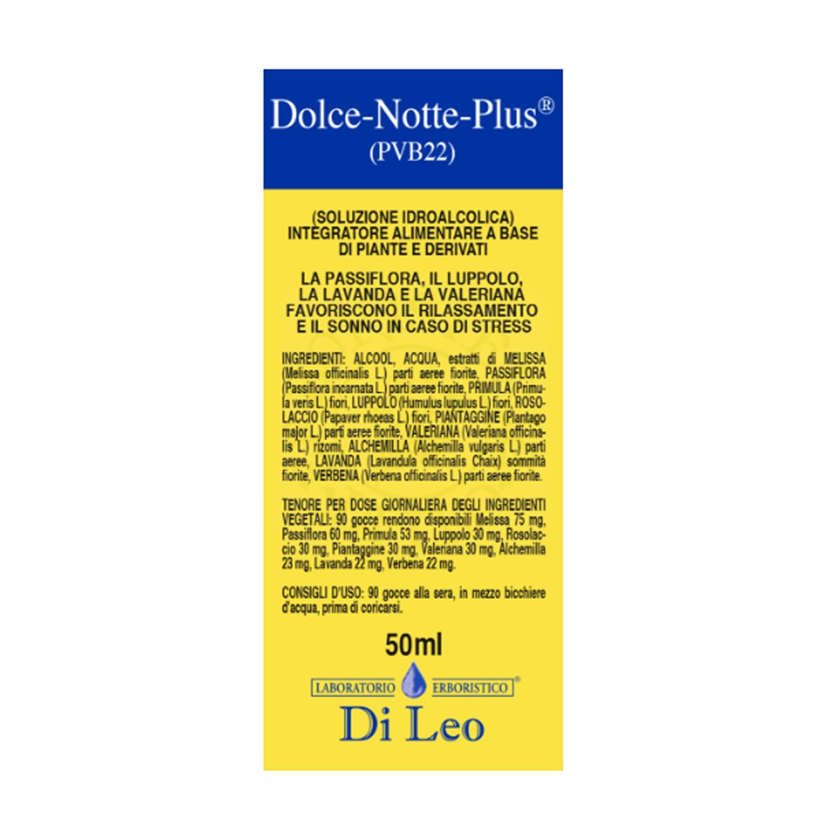 Di Leo Dolce-notte-plus Composto Pvb22 Integratore Sonno E Relax 50ml