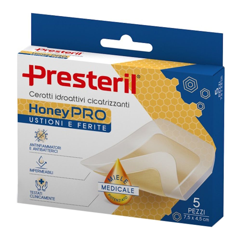 950577268 - CEROTTO IDROATTIVO CICATRIZZANTE PRESTERIL HONEYPRO 5X7 CM 5 PEZZI - 0006723_1.jpg