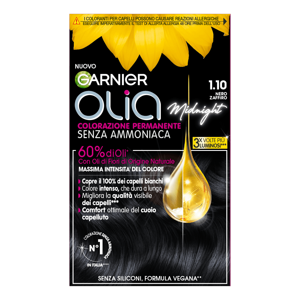 Garnier Olia Midnight Kit Colorazione Permanente Capelli 1.10 Nero Zaffiro