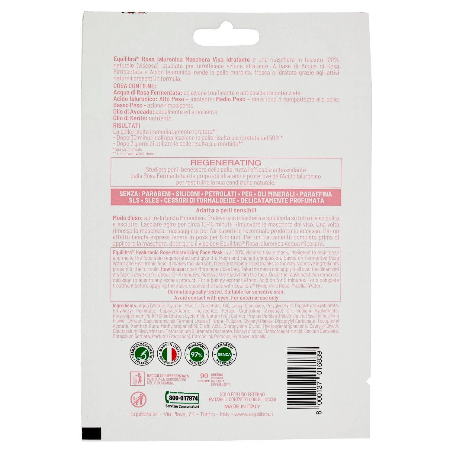 image - 984206324 - Equilibra Rosa Ialuronica Maschera Viso Idratante 1 busta monodose - 4740508_4.jpg