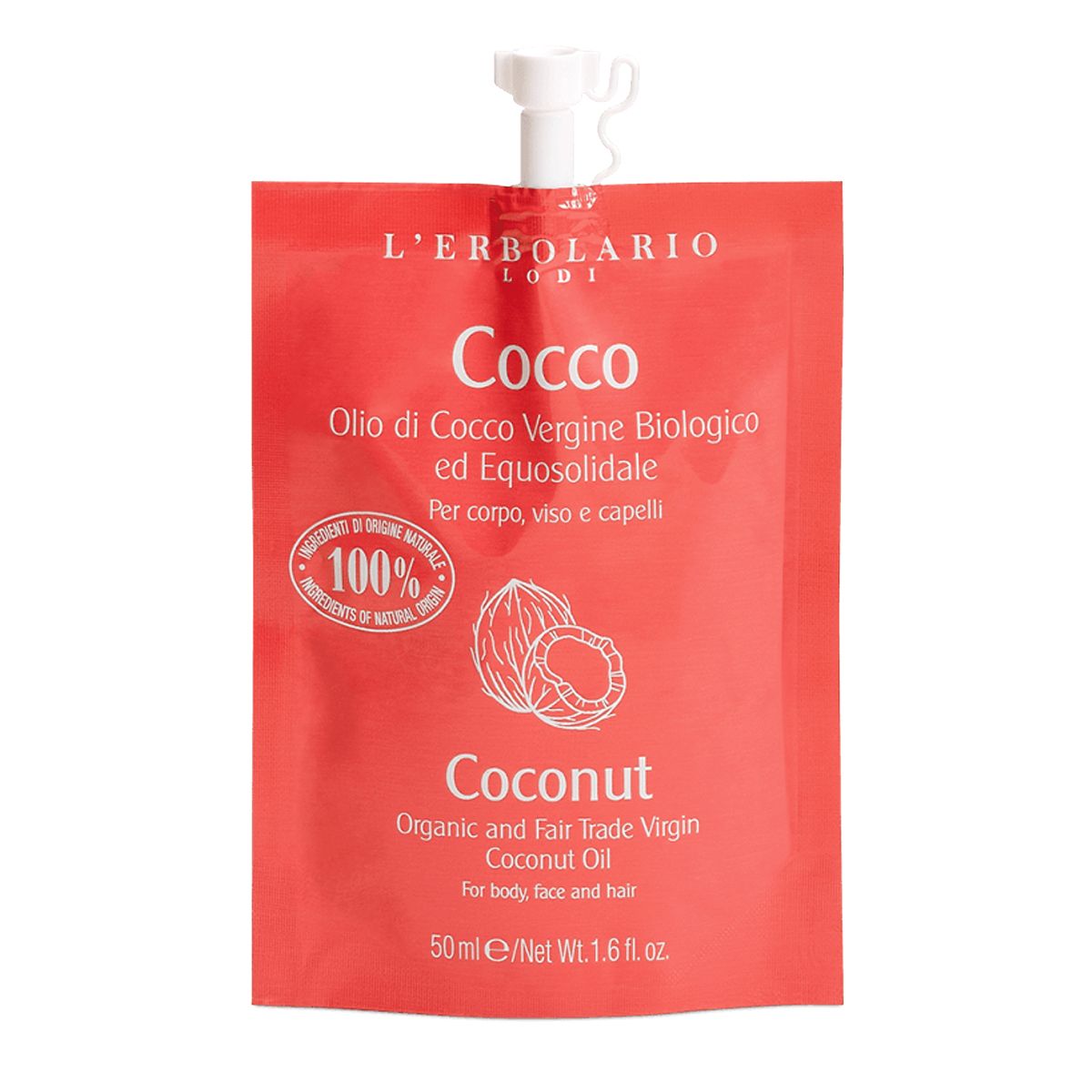 L'erbolario Olio Di Cocco Vergine Biologico Ed Equosolidale Per Viso Corpo E Capelli 50ml