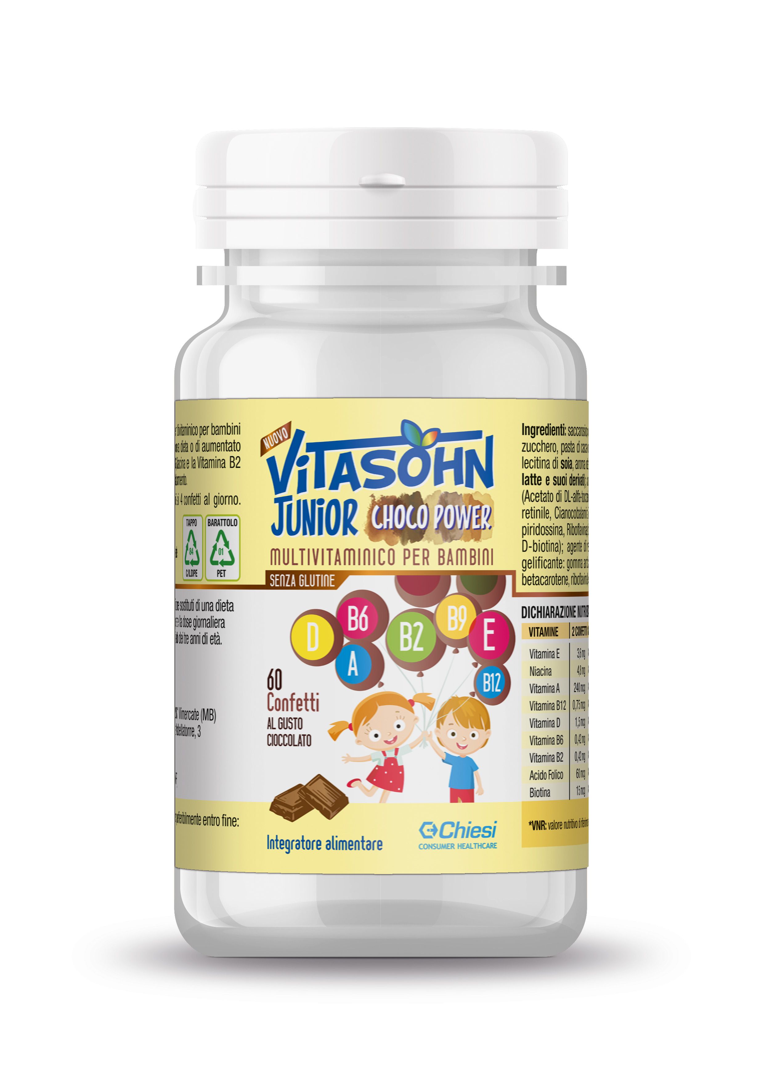 Vitasohn Junior Choco Power Integratore multivitamine Bambini 60 Confetti