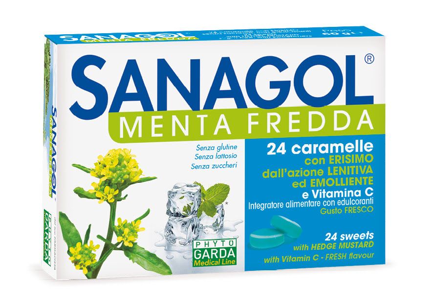 Sanagol Menta Fredda Integratore Emolliente 24 Caramelle