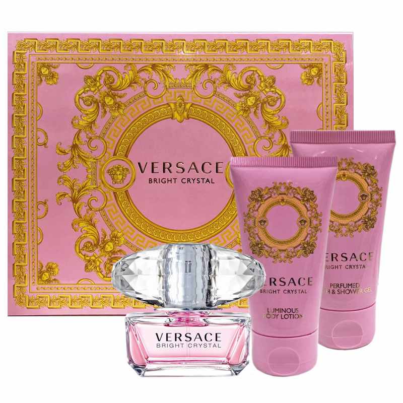 Versace Bright Crystal Kit Con Eau De Toilette 50ml + Body Lotion 50ml + Doccia Gel 50ml