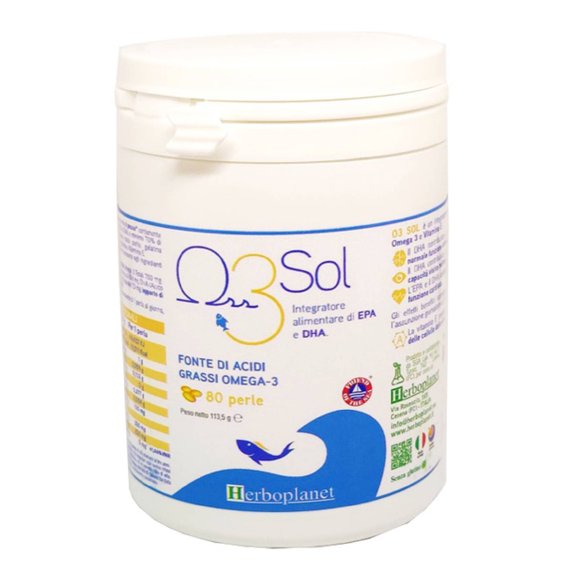 Herboplanet O3 Sol Integratore Acidi Grassi Omega-3 80 Perle