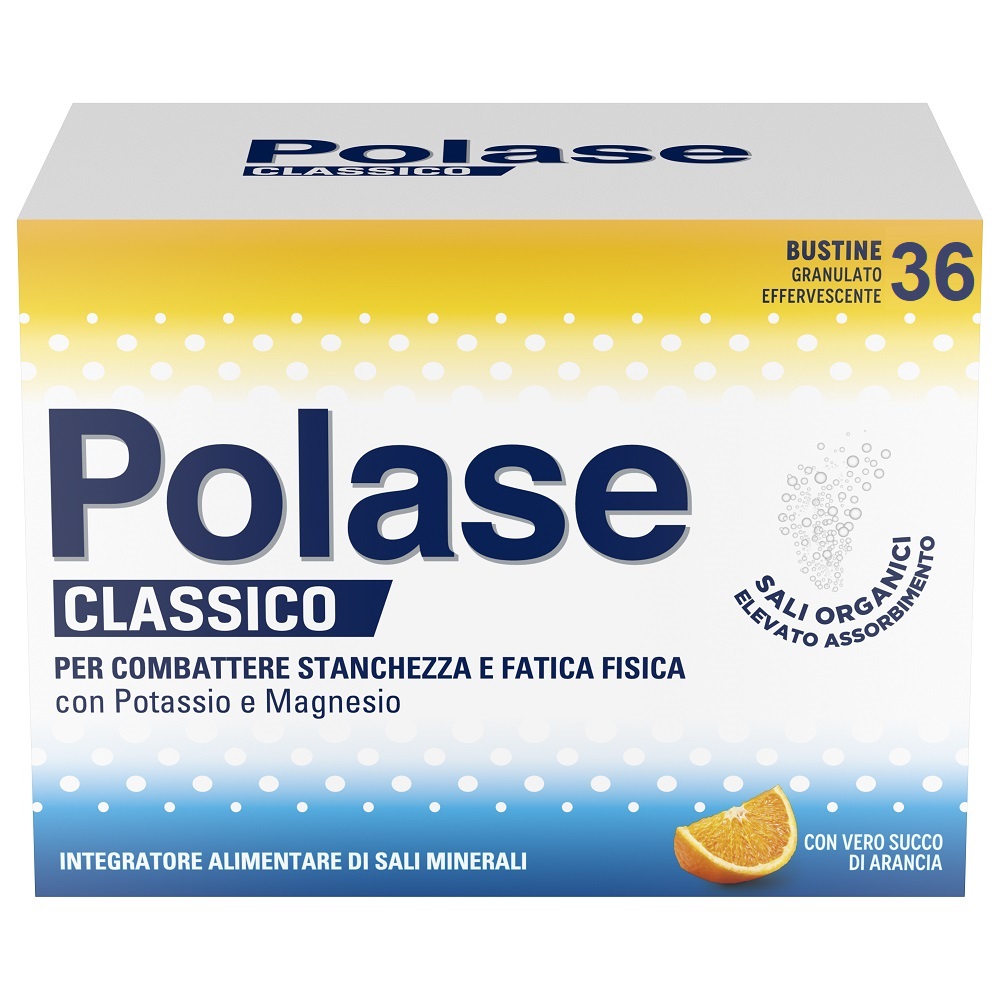 Polase Classico Magnesio E Potassio Integratore Alimentare Sali Minerali Gusto Arancia 36 Bustine