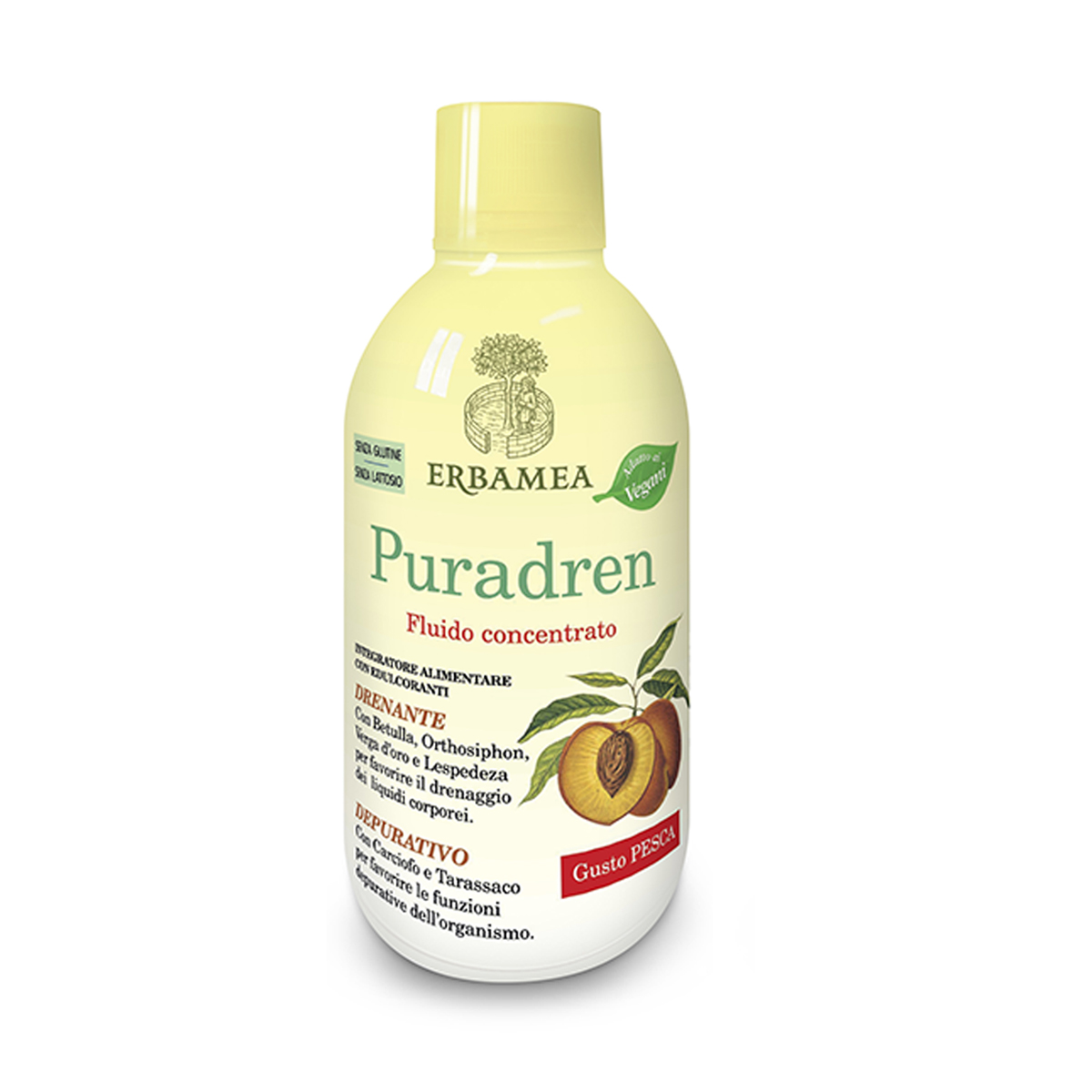 Erbamea Puradren Fluido Concentrato Con Edulcoranti Gusto Pesca 500ml