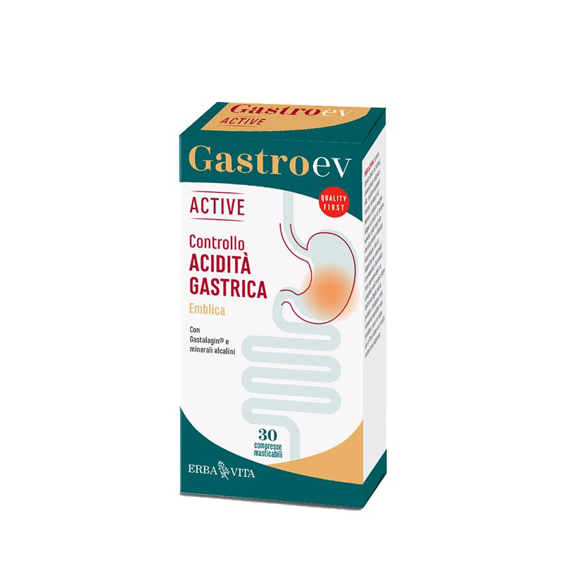 Erba Vita Gastro Ev Active Integratore Controllo Acidità Gastrica 30 Compresse