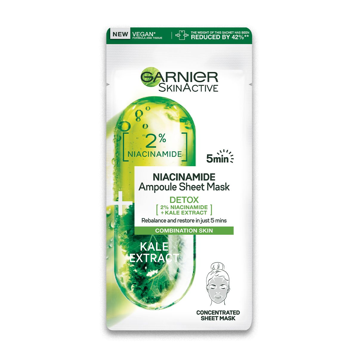 Garnier Maschera Tessuto Ampolla Detox Purificante Niacinamide 15g