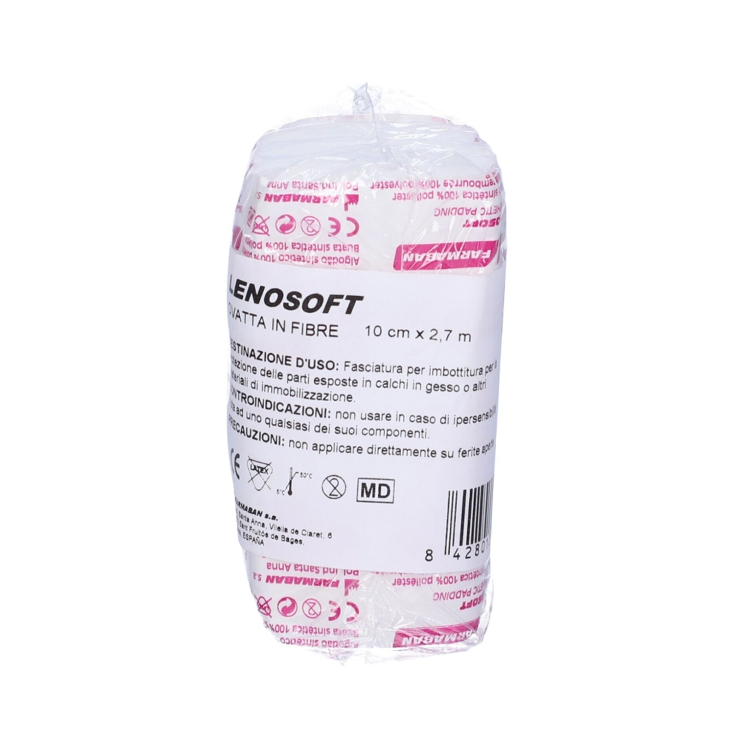 image - 982545663 - Ovatta sintetica bianca di 10cmx2,7m, avvolta in carta, per proteggere la pelle sotto gesso o bendaggi, mantenendo elasticità e traspirabilità. - 0007032_2.jpg