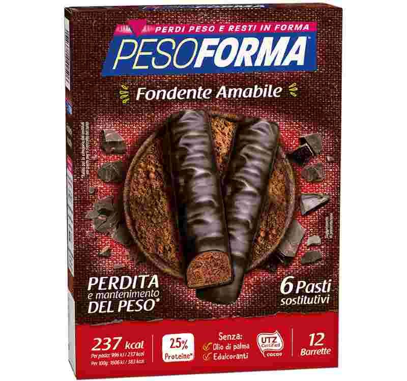 Pesoforma Barrette Cioccolato Fondente Amabile 12 Pezzi