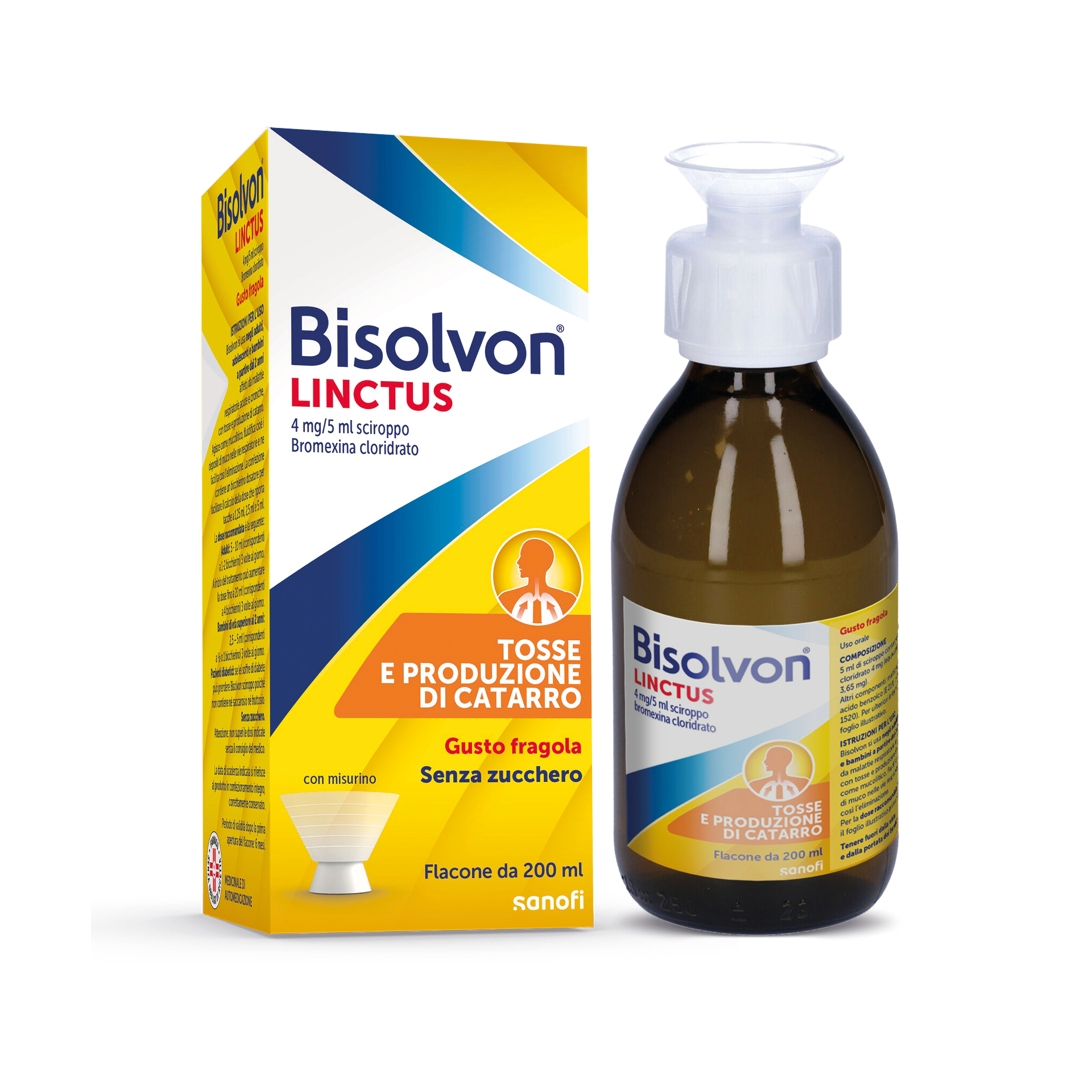 Bisolvon Linctus Sciroppo Per Tosse Grassa +2anni Gusto Fragola 200ml