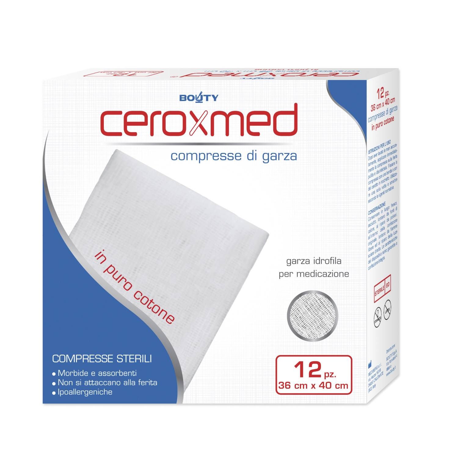 Ceroxmed Garza Idrofila Cotone 36 X 40cm 12 Pezzi