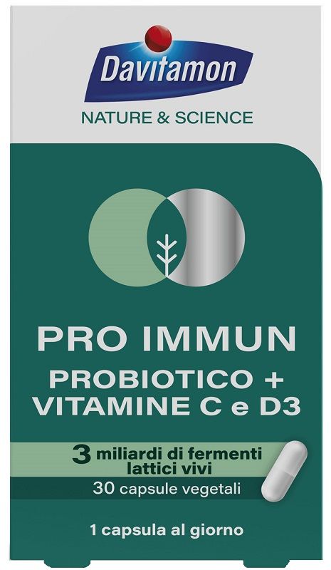 Davitamon Pro Immun Integratore probiotici + Vitamine C E D3 30 Capsule