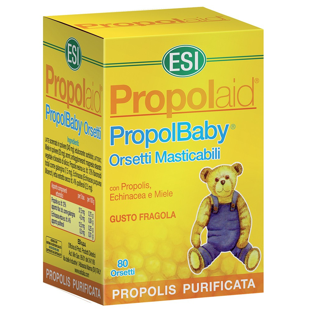 Propolaid Propolbaby Integratore Propolis Purificata 80 Orsetti Masticabili